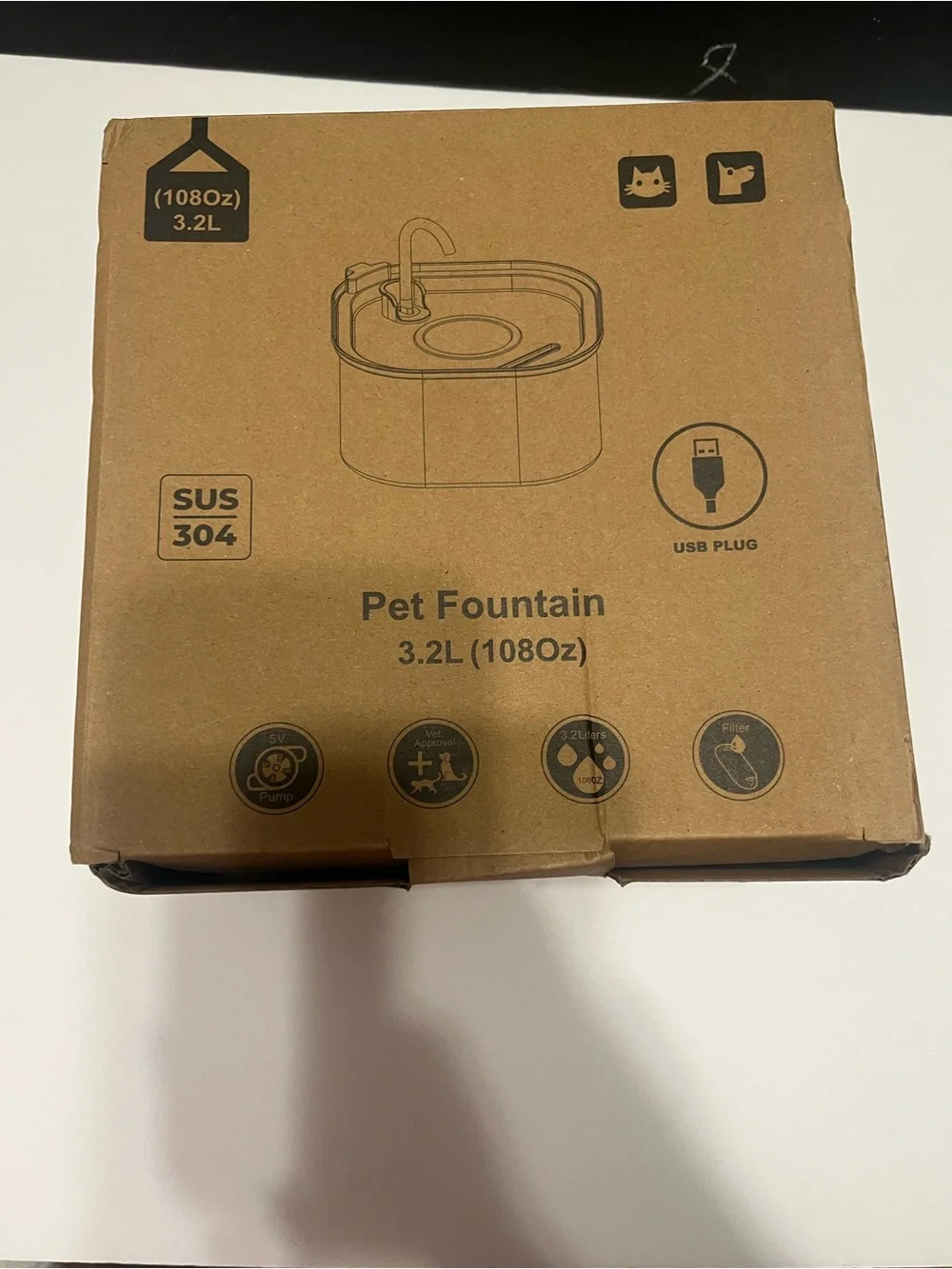 Silver Pet Water Fountain with Blue LED
